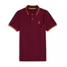 Psycho Bunny Men&#39;s Short Sleeve Posen Matte Tipped Pique Polo Logo Shirt Crimson - £54.45 GBP