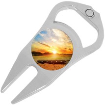 Sunset Over Water and Canoe Golf Ball Marker Divot Repair Tool Bottle Opener - $11.76