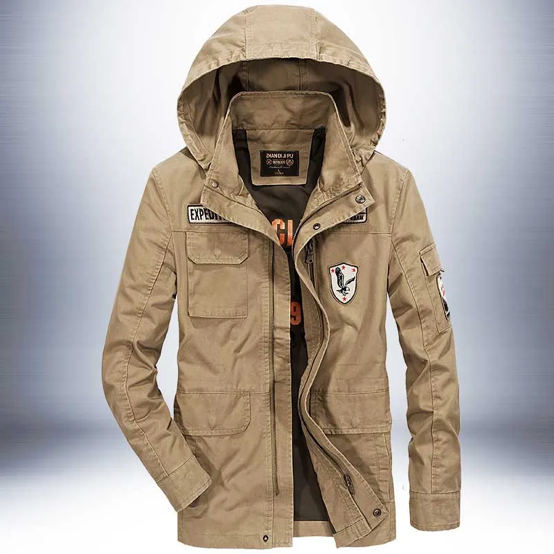 Spring  Winter Hooded Jacket Cotton Men Casual Coat Loose Baggy Windbreaker  Vin - £290.36 GBP
