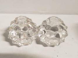 Pair Vintage Tiffany &amp; Co.  Lead Crystal Pinecone Faceted Taper Candle Holders - £51.06 GBP