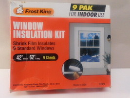 Winterize Insulate Frost King Window Insulation Kit -9 Pack 42&quot; X 62&quot; Usa Made - $19.79