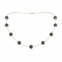 ANGARA 18&quot; Tahitian Pearl Station Necklace in 14K Solid Gold - £2,327.66 GBP