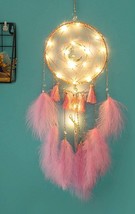 Light Dream Catcher Handmade Feather Native American Boho Circular Net Hanging - £11.93 GBP