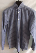 Hugo Boss Blue &amp; Black Plaid Cotton Dress Shirt Size 15.5 - £15.56 GBP