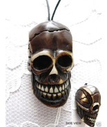 RESIN HUMAN SKULL CRANIUM PARTIAL REAR CUT OUT PENDANT ADJ CORD NECKLACE - £3.13 GBP