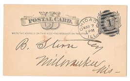 1878 ILL Chicago Illinois Duplex 1 in Ellipse Cancel on Scott UX5 Postal Card - £4.01 GBP