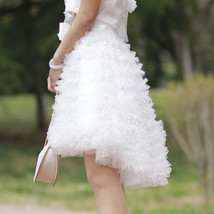 Women Girl White Short Tulle Skirt High Low Layered Princess Outfit Plus Size image 4