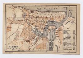 1904 Original Antique City Map Of Dieppe / Normandy Normandie / France / Canada - £17.13 GBP