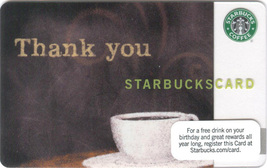 Starbucks 2009 Thank You Collectible Gift Card New No Value - £2.36 GBP