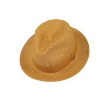 Men's Bently Semi Crushable Fedora Briad Straw Hat Leonardo LE238 Cognac Brown image 1