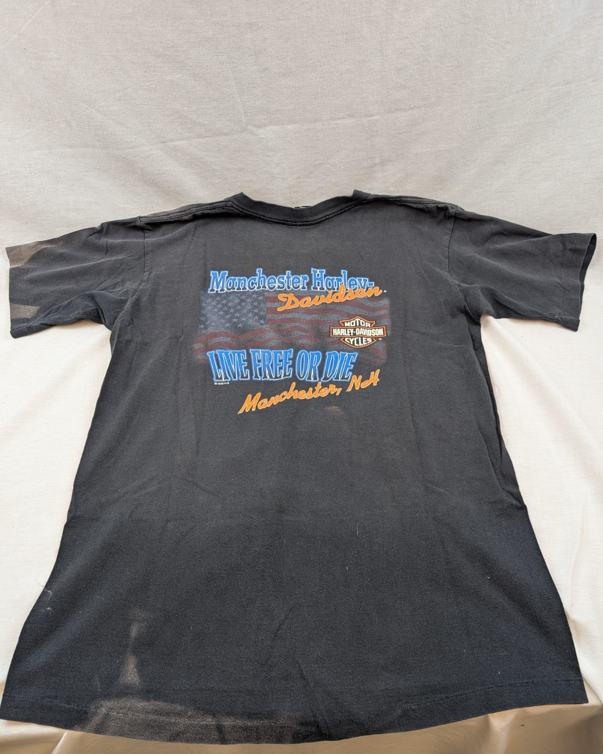 1995 Harley Davidson Manchester NH Single Stitch Black T shirt Live Free or Die Item image 9
