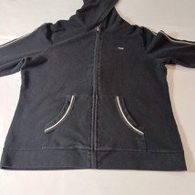 Izod Stretch Women's Black Spandex Cotton Blend Full Zip Hoodie Jacket Size L image 11