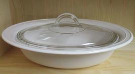 Corning Ware Casual Elegance 12&quot; Oval White Flora Serving Bowl L-31 w/Lid - £45.77 GBP