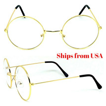 Mens CLASSIC VINTAGE RETRO Style Clear Lens EYE GLASSES Small Gold Fashi... - £10.23 GBP