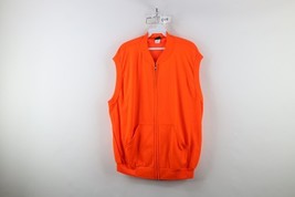 Vtg 90s Mens 2XL XXL Distressed Full Zip Sleeveless Vest Jacket Blaze Or... - $83.20 CAD