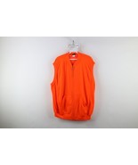 Vtg 90s Mens 2XL XXL Distressed Full Zip Sleeveless Vest Jacket Blaze Orange USA - $59.35