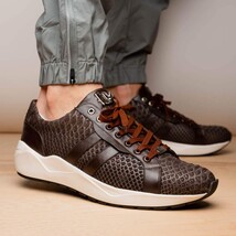 Hand painted genuine Snake and calfskin Sneaker Shoes Verona Brown image 7