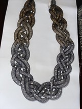 Christian Siriano Braided Rope Black Pewter Statement Necklace NEW - £79.95 GBP