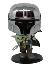 Funko Pop! Star Wars The Mandalorian (Chrome) &amp; The Child Jumbo Size Bob... - $459.37 MXN
