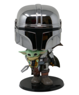 Funko Pop! Star Wars The Mandalorian (Chrome) &amp; The Child Jumbo Size Bob... - $459.37 MXN