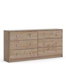 Large Wide Modern Oak Chest Of 6 (3+3) Drawers Bedroom Storage Furniture Cabinet - £188.49 GBP