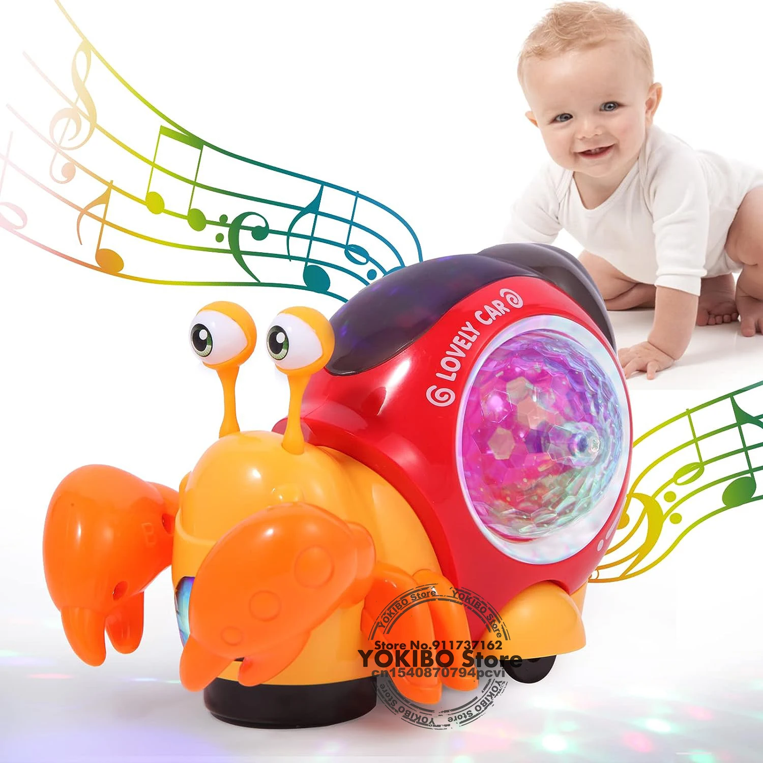Crawling Crab Baby Toys with Music LED Light Up Interactive Musical Toys for - £10.18 GBP+