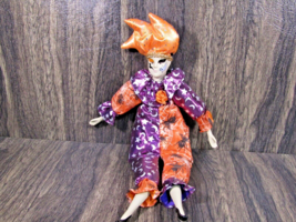 Vintage Sugar Loaf Halloween Harlequin Spiders Moon Classiques Clown Doll 18&quot; - £10.16 GBP