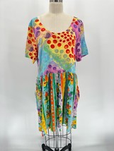 Jams World Babydoll Dress Sz L Multicolor Short Sleeve Hawaiian Vacation... - £38.37 GBP