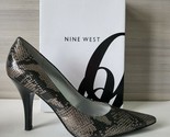 Nine West Babesta Snakeskin Black Silver Pointed Pump Heels Ladies 10 - £31.06 GBP