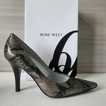 Nine West Babesta Snakeskin Black Silver Pointed Pump Heels Ladies 10 - £31.61 GBP