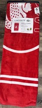 Lacoste ~ Beach Towel 100% Cotton 36&quot; x 72&quot;  Big Crocodile Logo Red - $30.83