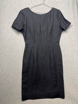 Vtg 80S Nipon Boutique Linen Blend Knee Sheath Dress Sz 8 Minimalist Off... - $42.56