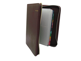 At A Glance Burgundy Personal Planner Organizer Full Zip Leather Pockets 10x8" - $27.87