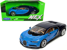 Bugatti Chiron Blue and Dark Blue Two-Tone &quot;NEX Models&quot; Series 1/24 Diecast Mode - £30.83 GBP