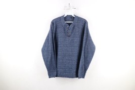 Vintage 90s Streetwear Mens Large Blank Thermal Knit Long Sleeve Henley Sweater - £43.43 GBP