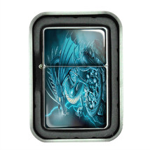 Windproof Refillable Oil Lighter with Gift Box Dragon Design-004 Custom Medieval - £11.82 GBP