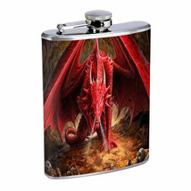 Flask 8oz Stainless Steel Dragon Design-002 Custom Skin Fantasy Mythology - £11.59 GBP