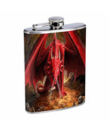 Flask 8oz Stainless Steel Dragon Design-002 Custom Skin Fantasy Mythology - £11.83 GBP