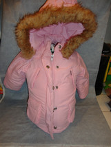 CHILDRENS PLACE 18 MONTHS PINK WINTER COAT WITH FURRY HOOD - $14.65