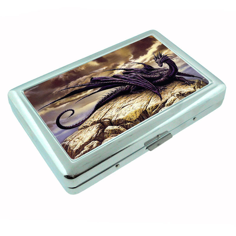 Metal Silver Cigarette Case Holder Box Dragon D7 Custom RFID Protection