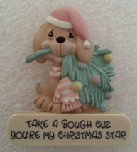 Fridge Magnet Precious Moments 1989 Puppy Bough Christmas Star Samuel J Butcher - £5.53 GBP