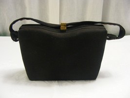 Vintage Small Black Silk Purse Handbag Brass Closure - $601.48 MXN