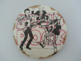 Pinback Button Solid Rock 1960s Vintage White Black Red 3 Pc Band - $239.38 MXN