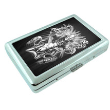 Metal Silver Cigarette Case Holder Box Skull Design-007 - $16.78
