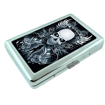Metal Silver Cigarette Case Holder Box Skull Design-003 - $16.78