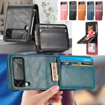 Wallet Leather Case For Samsung Galaxy Z Flip 4 3 2 Shockproof Flip back Cover - $68.64
