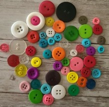 Bag of 54 Plastic Buttons ~ Multicolored ~ Various Sizes ~ Decorative Bu... - $366.88 MXN