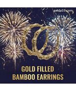 14K Gold Filled Bamboo Hoop Earrings, 55mm - $20.00
