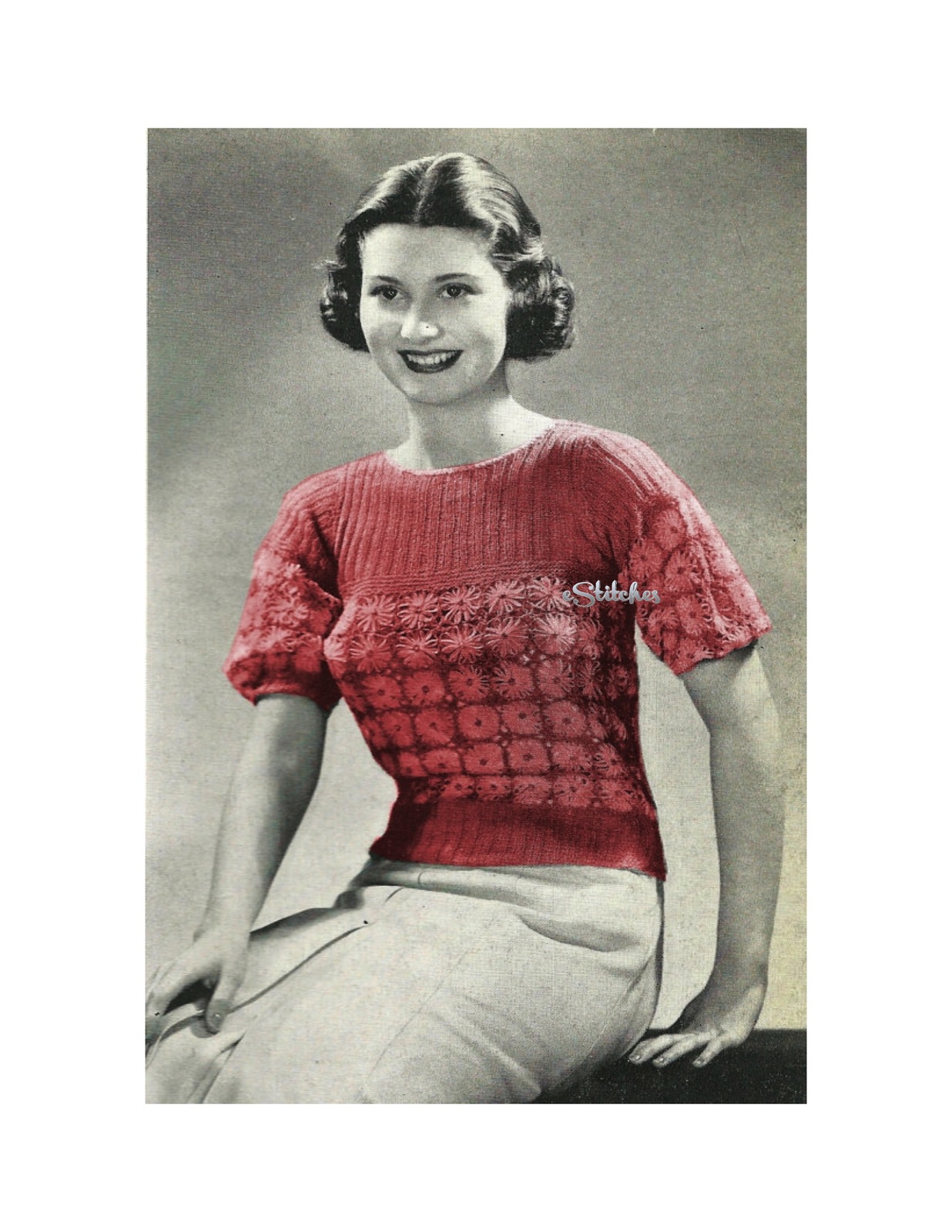 1930s Daisy Top Made using Daisy Knitter - Knit pattern (PDF 3549) - $3.75