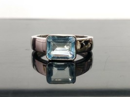 Blue Topaz Statement Ring For Men Natural Cocktail Ring 3 Ct Topaz - £109.98 GBP